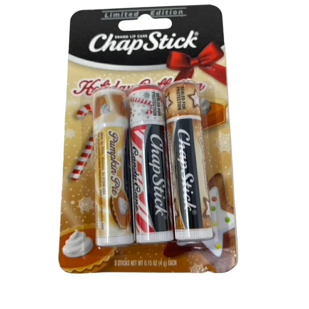 Chapstick Holiday Collection Lip Balm - Candy Cane Pumpkin Pie Sugar Cookie 3ct